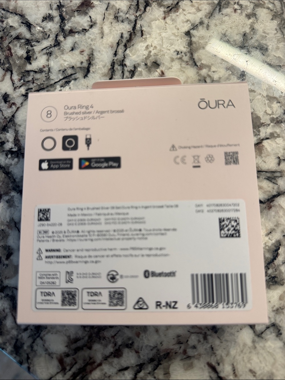 SEALED IN BOX Oura Silver Smart Ring 4 - Brushed Silver Finish | size 8 - Picture 2 of 8